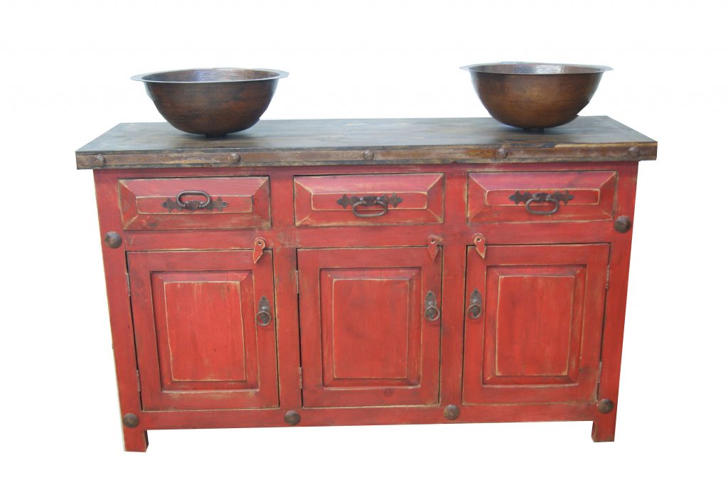 Red Bathroom Vanity With Tops